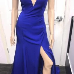 In Stock Jovani JVN 57297 Royal Size 4 Off The Shoulder Prom Dress Pageant Gown Slit