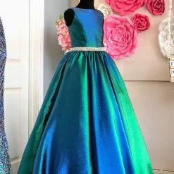 In Stock Ballgown Dresses Ashley Lauren 8026 Size 10 Emerald Long Iridescent Girls Pageant Dress Ballgown