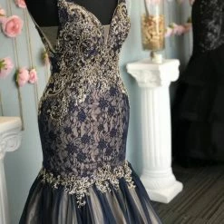 In Stock Envious Couture 1199 Navy Lace Chiffon Mermaid Pageant Dress Prom Gown