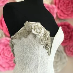 In Stock Johnathan Kayne B111 Size 6, 14 Lace Mermaid Wedding Dress Crystal Flower 14 In Stock Johnathan Kayne B111 Size 6, 14 Lace Mermaid Wedding Dress Crystal Flower