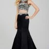 In Stock Mermaid Dresses Jovani 33862 Two Piece Mermaid Gown Black Size 2 Prom Dress Pageant Gown