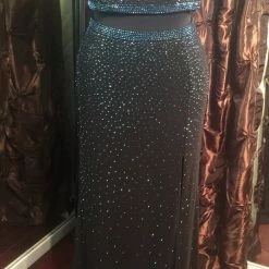 In Stock Jovani JVN 36743 Two Piece Cap Sleeve Prom Dress Size 10 Black Backless Dresses