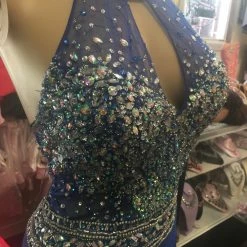 In Stock JVN By Jovani 23576 Royal Blue Size 4 Prom Dress Pageant Gown Long Sheer