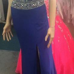 In Stock JVN By Jovani 23576 Royal Blue Size 4 Prom Dress Pageant Gown Long Sheer