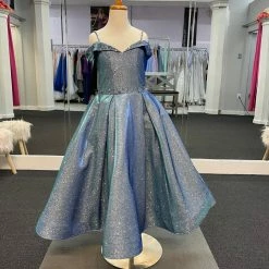 In Stock DQ K743 Size 6 Girls Pageant Dress Party Dress Shimmer Off The Shoulder Long Ballgown Dresses