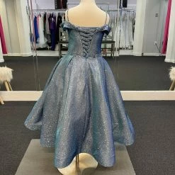 In Stock DQ K743 Size 6 Girls Pageant Dress Party Dress Shimmer Off The Shoulder Long Ballgown Dresses