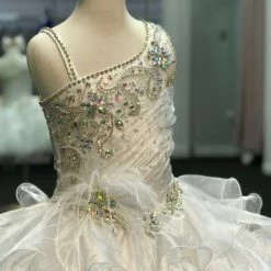 In Stock Little Rosie SR320 Size 6 Short Ruffle Girls Cupcake Pageant Dress Feather WHITE