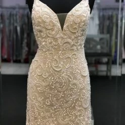 In Stock Ashley Lauren 4257 Short Beaded Cocktail Dress Formal Ivory Gown Beaded Sequin