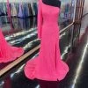 In Stock Backless Dresses Amarra 87262 Neon Pink Prom Dress Size 16 One Long Sleeve Prom Dress Slit