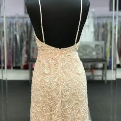 In Stock Ashley Lauren 4257 Short Beaded Cocktail Dress Formal Ivory Gown Beaded Sequin