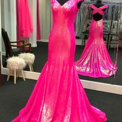Ashleylauren Ashley Lauren 11107 Sequin Pageant Dress Prom Gown Backless Off The Shoulder