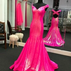 Ashleylauren Ashley Lauren 11107 Sequin Pageant Dress Prom Gown Backless Off The Shoulder