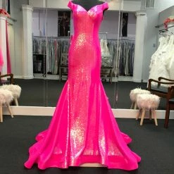 Ashleylauren Ashley Lauren 11107 Sequin Pageant Dress Prom Gown Backless Off The Shoulder