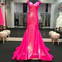 Ashleylauren Ashley Lauren 11107 Sequin Pageant Dress Prom Gown Backless Off The Shoulder