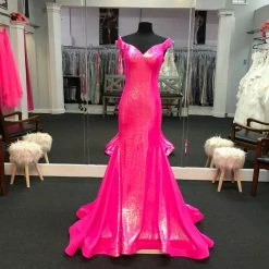 Ashleylauren Ashley Lauren 11107 Sequin Pageant Dress Prom Gown Backless Off The Shoulder