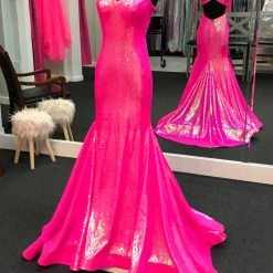 Ashleylauren Ashley Lauren 11107 Sequin Pageant Dress Prom Gown Backless Off The Shoulder