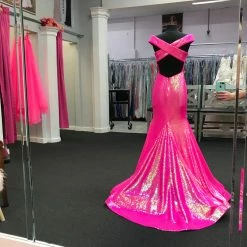 Ashleylauren Ashley Lauren 11107 Sequin Pageant Dress Prom Gown Backless Off The Shoulder