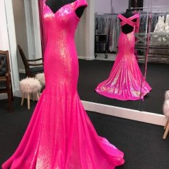 Ashleylauren Ashley Lauren 11107 Sequin Pageant Dress Prom Gown Backless Off The Shoulder