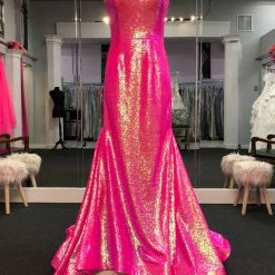 Ashleylauren Ashley Lauren 11109 Neon Off The Shoulder Sequin Prom Dress Pageant Gown