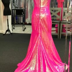 Ashleylauren Ashley Lauren 11109 Neon Off The Shoulder Sequin Prom Dress Pageant Gown