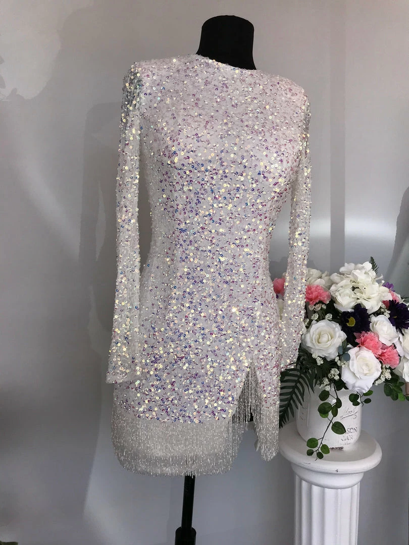 Ashleylauren Ashley Lauren 4438 Cocktail Dress Long Sleeves Fringe Trim On Hem And Slit 15 Ashleylauren Ashley Lauren 4438 Cocktail Dress Long Sleeves Fringe Trim On Hem And Slit