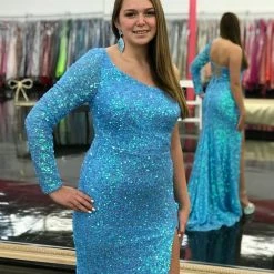 In Stock Amarra 87262 Neon Blue Prom Dress Size 6 Sequin One Shoulder Sleeve With Slit 10 In Stock Amarra 87262 Neon Blue Prom Dress Size 6 Sequin One Shoulder Sleeve With Slit