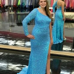 In Stock Amarra 87262 Neon Blue Prom Dress Size 6 Sequin One Shoulder Sleeve With Slit 11 In Stock Amarra 87262 Neon Blue Prom Dress Size 6 Sequin One Shoulder Sleeve With Slit