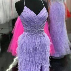 In Stock Jovani 08060 Size 4 Long Feather Backless Corset Prom Dress Formal Gown Slit Skirt V Neck 37 In Stock Jovani 08060 Size 4 Long Feather Backless Corset Prom Dress Formal Gown Slit Skirt V Neck