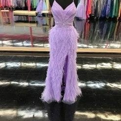 In Stock Jovani 08060 Size 4 Long Feather Backless Corset Prom Dress Formal Gown Slit Skirt V Neck 26 In Stock Jovani 08060 Size 4 Long Feather Backless Corset Prom Dress Formal Gown Slit Skirt V Neck