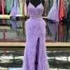 Jovani 08060 Long Feather Backless Corset Prom Dress Formal Gown Slit Skirt V Neck Backless Dresses