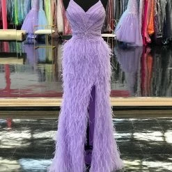 In Stock Jovani 08060 Size 4 Long Feather Backless Corset Prom Dress Formal Gown Slit Skirt V Neck 30 In Stock Jovani 08060 Size 4 Long Feather Backless Corset Prom Dress Formal Gown Slit Skirt V Neck