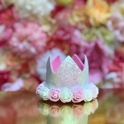 In Stock Sweet Wink White Glitter Flower Crown Babys Birthday Kids Party Photoshoot