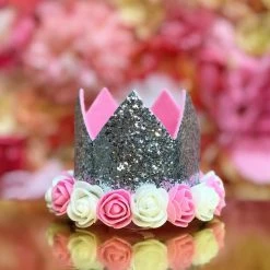 In Stock Sweet Wink Silver Glitter Flower Crown Kids Birthday Party Photoshoot Baby