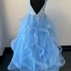 In Stock Ballgown Dresses Amarra 87334 Size 8 Long Layer Ruffle A Line Ball Gown Prom Dress Sequin Pageant