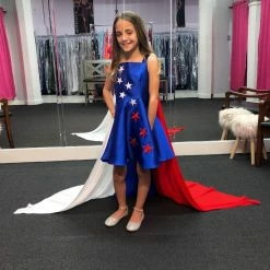 Marc Defang 5030 Red White & Blue Girls Pageant Fun Fashion Cape Detachable