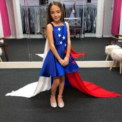 Marc Defang 5030 Red White & Blue Girls Pageant Fun Fashion Cape Detachable