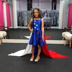 Marc Defang 5030 Red White & Blue Girls Pageant Fun Fashion Cape Detachable