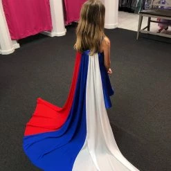 Marc Defang 5030 Red White & Blue Girls Pageant Fun Fashion Cape Detachable