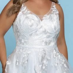 Sydney's Closet SC5243 V Neckline A Line Wedding Dress Plus Sized Sequin Tulle SC 5243 Celine