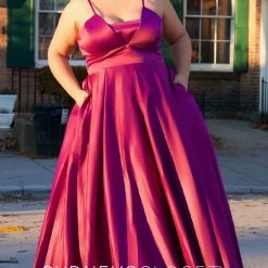 Sydney's Closet SC7301 Neon A Line Plus Size Prom Dress Evening Gown Satin Pockets SC 7301 Sydney's Closet And Tease Prom