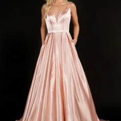 In Stock Nina Canacci 6549 Size 4 Blush Satin Bow In Back Prom Dress Evening Gown
