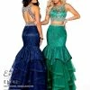 In Stock Envious Couture 1142 Emerald Size 12 Mermaid Two Piece Ruffle Prom Dress