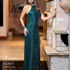 In Stock Zasa Chic Style 2001 Emerald Size 4 Prom Dress Pageant Gown