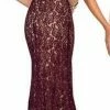 In Stock Envious Couture 1118 Plum/Nude Size 4 Sweetheart Neckline Lace Prom Dress Evening Gown