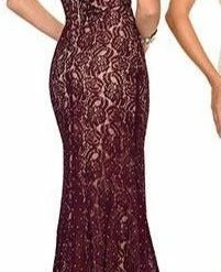 In Stock Envious Couture 1118 Plum/Nude Size 4 Sweetheart Neckline Lace Prom Dress Evening Gown