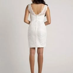 In Stock Adagio BM 106 Short Lace Reception Dress Size 10 High Neckline Formal Dress