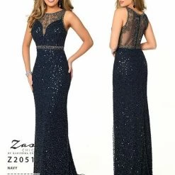 In Stock Zasa Chic Z 2051 Navy Size 16 Prom Dress Pageant Gown