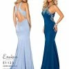 In Stock Mermaid Dresses Envious Couture 1123 Teal Size 6 Satin High Neck Pageant Dress Formal Gown