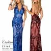 In Stock Envious Couture E1161 Royal/Nude Size 14 Halter Neckline Prom Dress