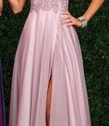 Envious Couture E 1421 Shimmer Prom Dress Lace Sheer Gown Iridescent A Line